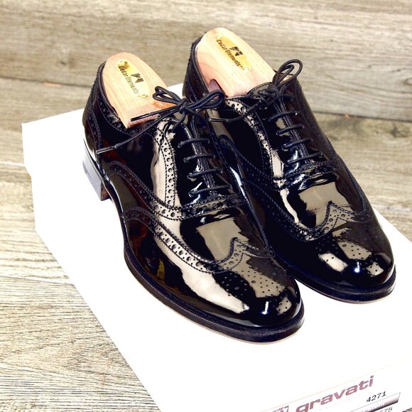 * NEW * $575 GRAVATI Neiman Marcus Women's 7 M Black Patent 4271 * add $15 Trees